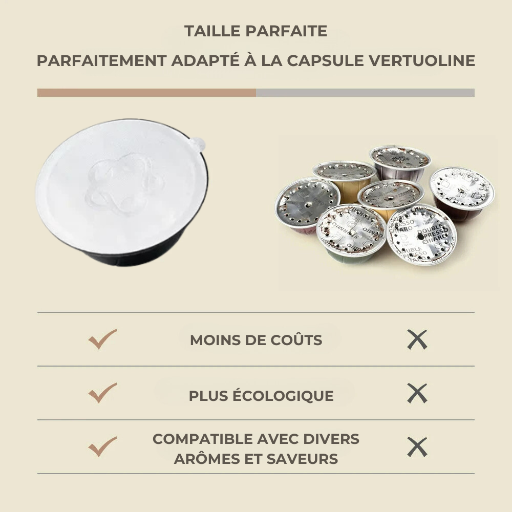 Couvercles en aluminium pour capsules Vertuo® {{ ArromaFrance }} 50 pièces